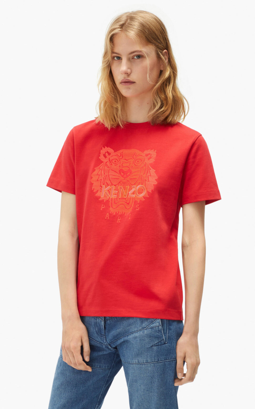 T Shirt Kenzo Loose Tiger Femme Rouge | UZFO-13286